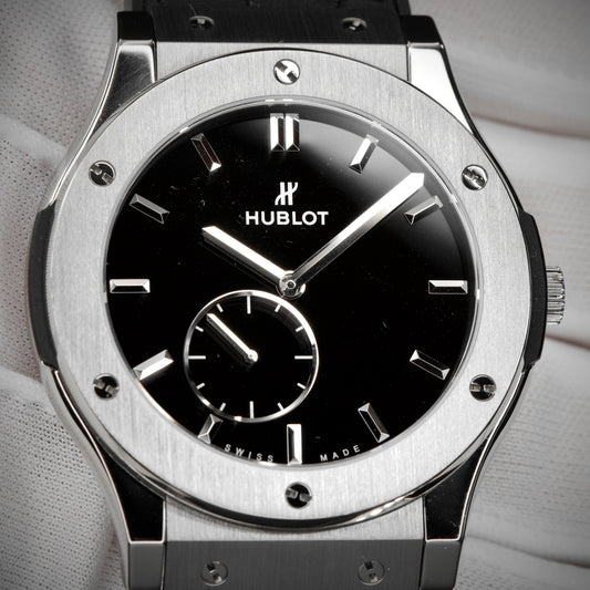 Hublot Classic Fusion Ultra-Thin Titanium Black Croc Strap Watch 515.NX.1270.LR