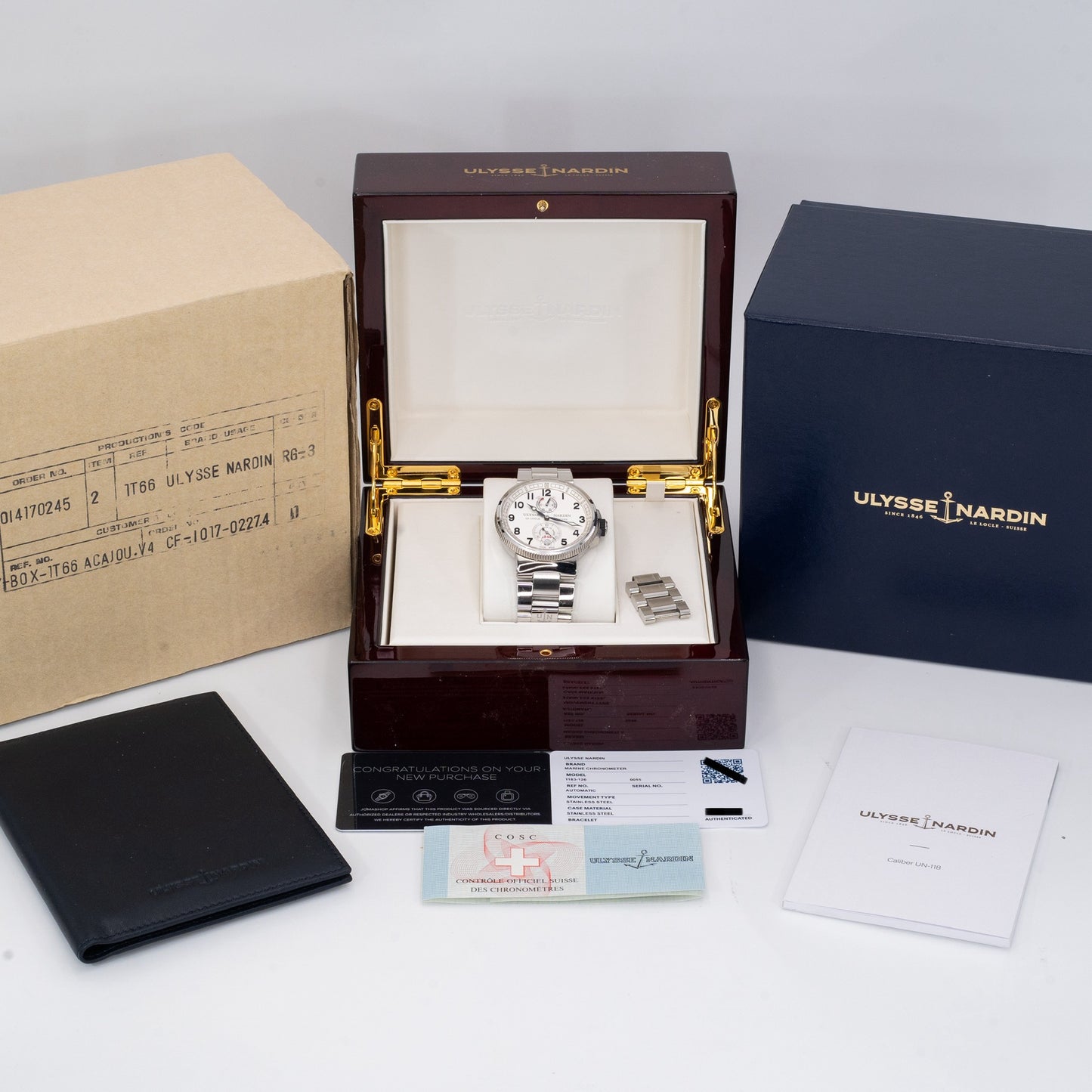 Ulysse Nardin Marine Chronometer 43mm 1183-126-61 / 1183-126 Full Set