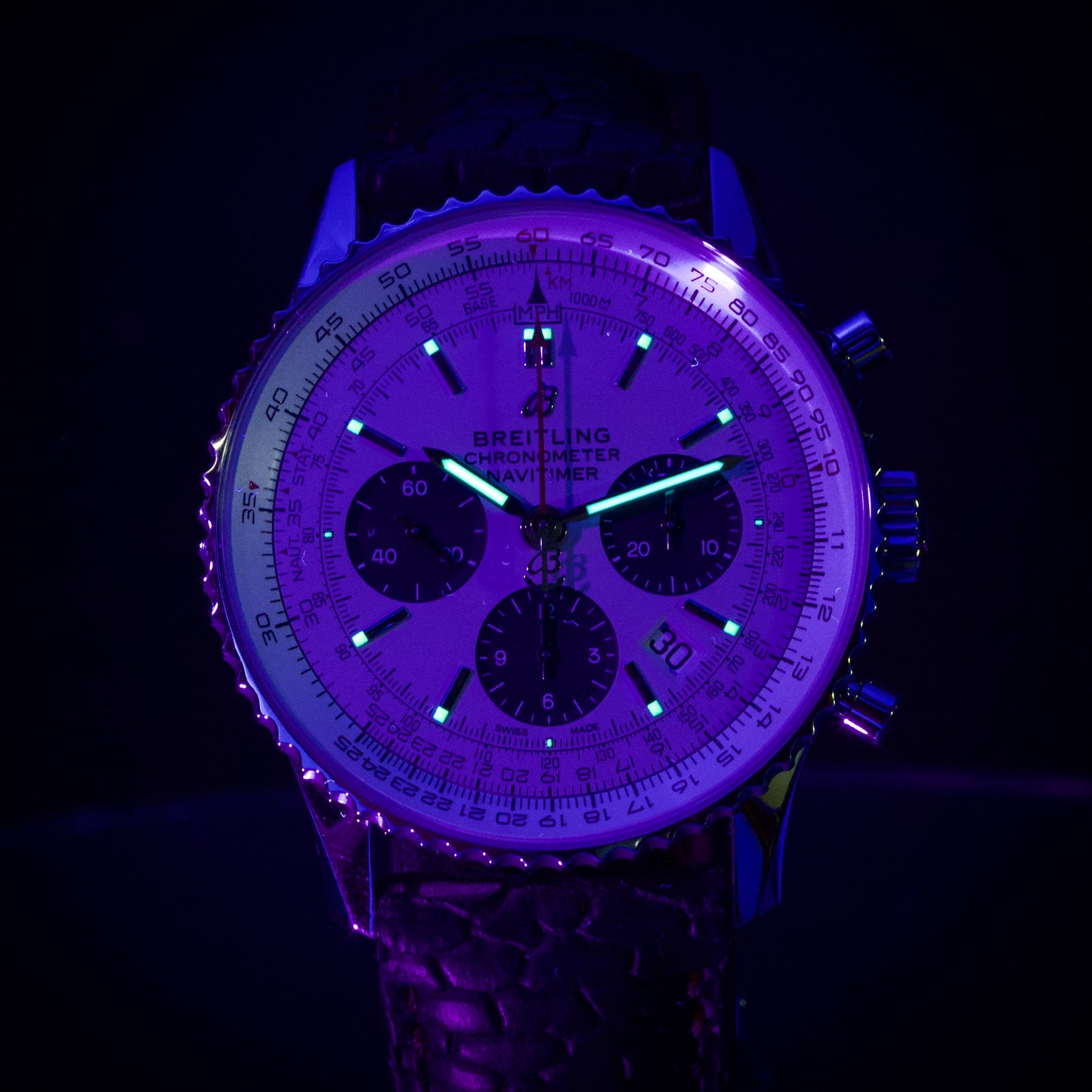 2021 Breitling Navitimer 1 B01 Chronograph "Panda" 43MM White Dial Aftermarket Bespoke Leather Strap (AB0121211G1A1)