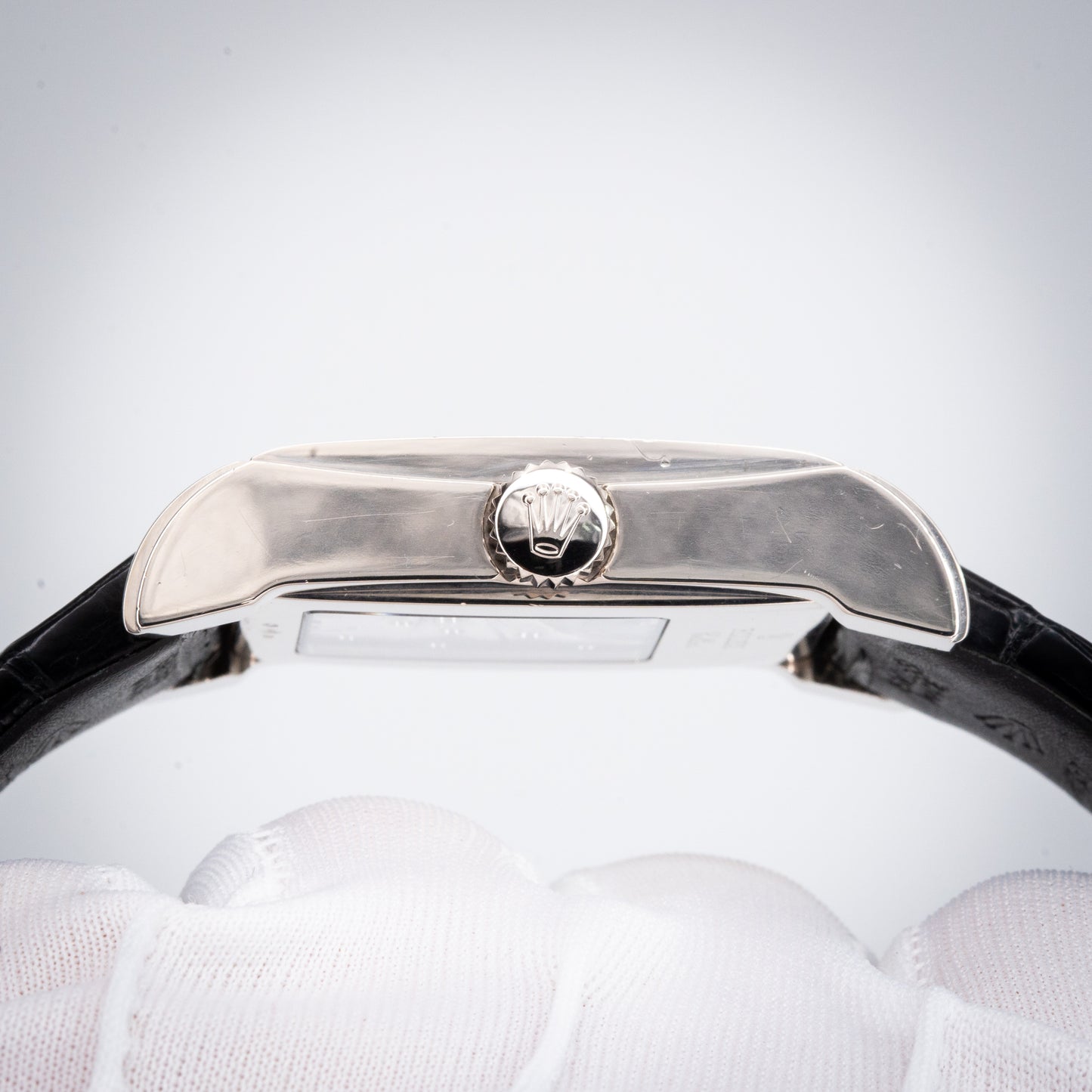 Rolex Cellini Prince 5443 White Gold Black Alligator Strap W Deployant Clasp