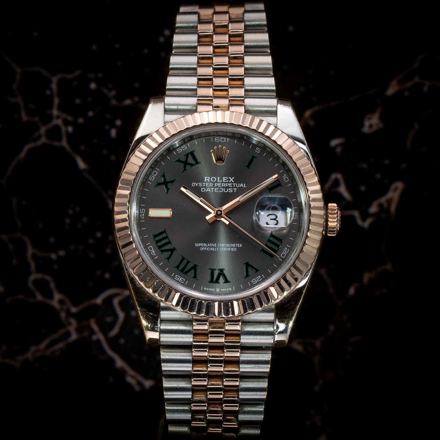 2023 Rolex Datejust 41mm 126331 Wimbledon Dial Everose Gold Fluted Bezel Jubilee