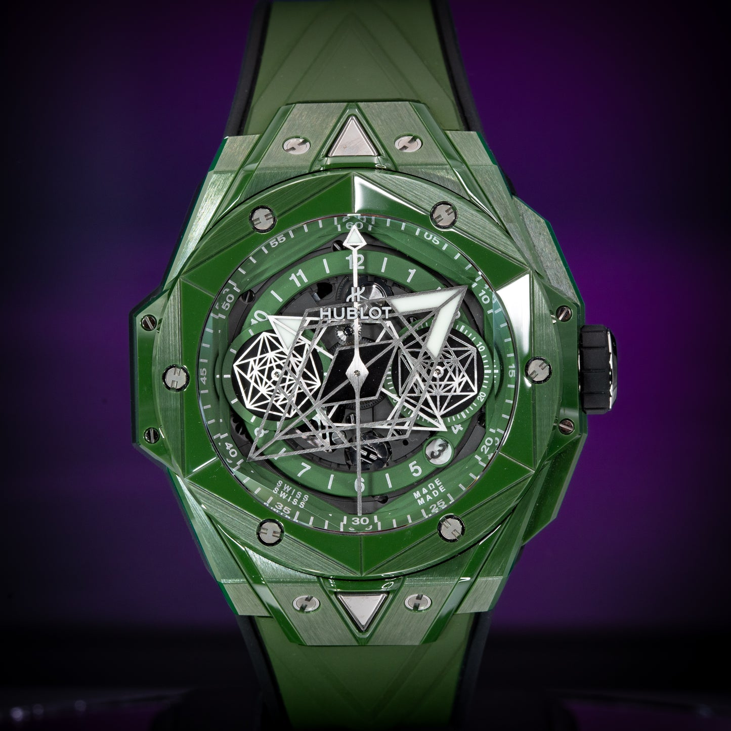Hublot Big Bang Unico Sang Bleu II Green Ceramic 45mm 418.GX.5207.RX.MXM22 Full