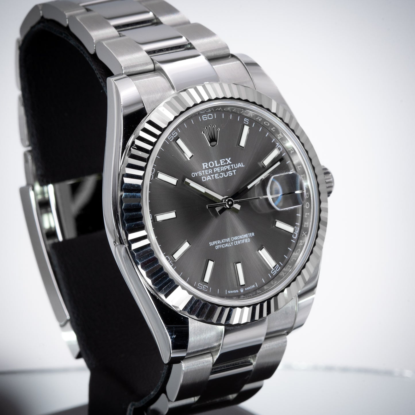 2022 Rolex Datejust 126334 18K White Gold Fluted Bezel Oyster Rhodium Dial 41mm Full Set