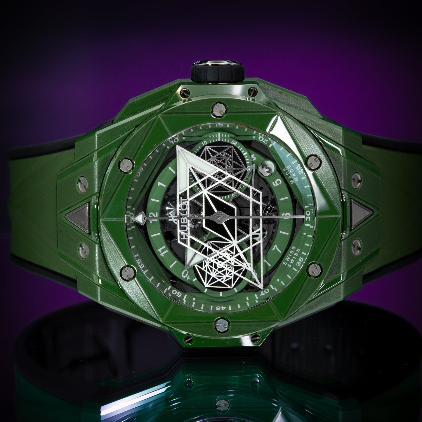 Hublot Big Bang Unico Sang Bleu II Green Ceramic 45mm 418.GX.5207.RX.MXM22 Full
