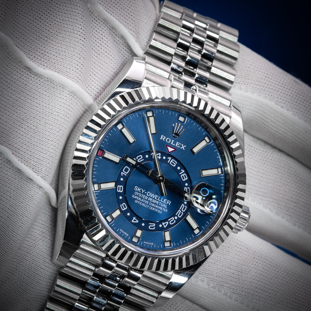 2020 Rolex Sky-Dweller 326934 Blue Dial 42mm White Gold Bezel Full Set