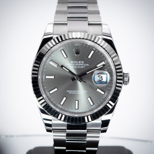2022 Rolex Datejust 126334 18K White Gold Fluted Bezel Oyster Rhodium Dial 41mm Full Set