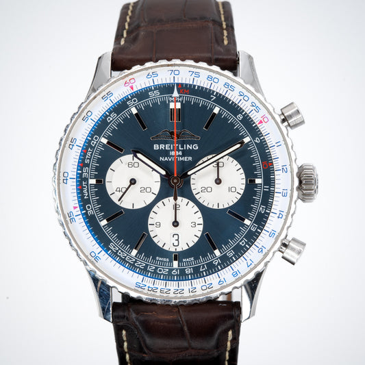 Breitling Navitimer B01 Chrono Blue Dial 46mm Complete Set AB0137211C1P1 AB0137