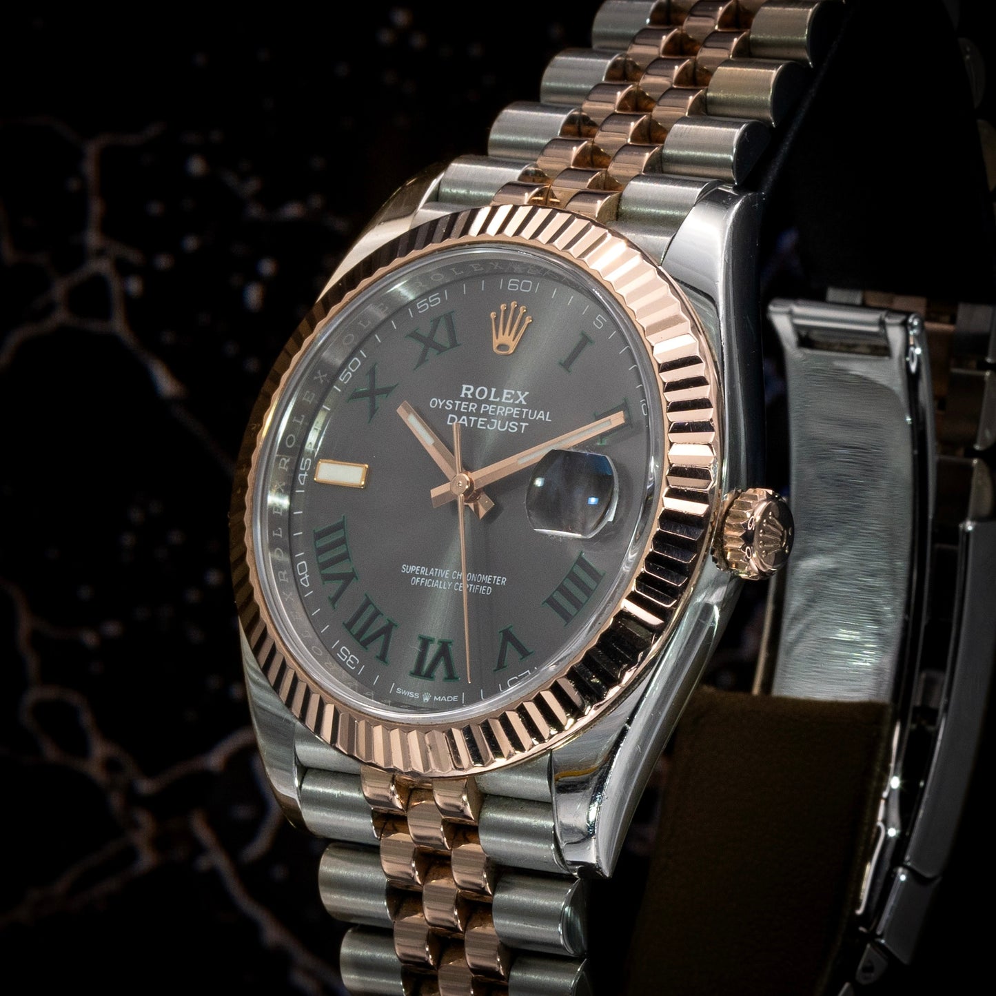 2023 Rolex Datejust 41mm 126331 Wimbledon Dial Everose Gold Fluted Bezel Jubilee