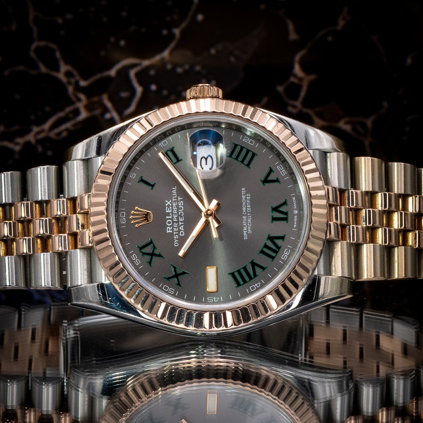 2023 Rolex Datejust 41mm 126331 Wimbledon Dial Everose Gold Fluted Bezel Jubilee
