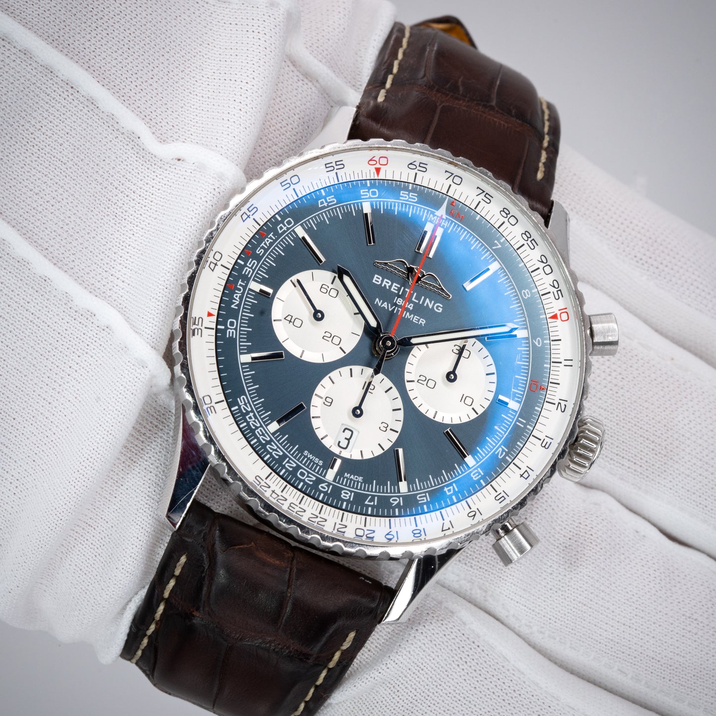 Breitling Navitimer B01 Chrono Blue Dial 46mm Complete Set AB0137211C1P1 AB0137