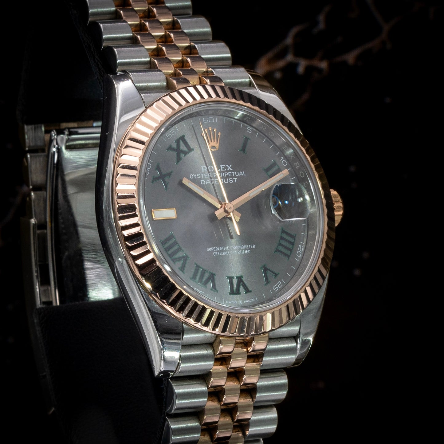 2023 Rolex Datejust 41mm 126331 Wimbledon Dial Everose Gold Fluted Bezel Jubilee