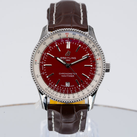 Breitling Navitimer Automatic 41mm Red Burgundy Dial A17326 / A173265A1K1P1 Mint