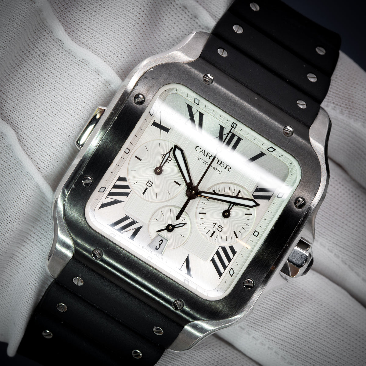 2021 Cartier Santos Chronograph WSSA0017 ADLC Box & Warranty Card